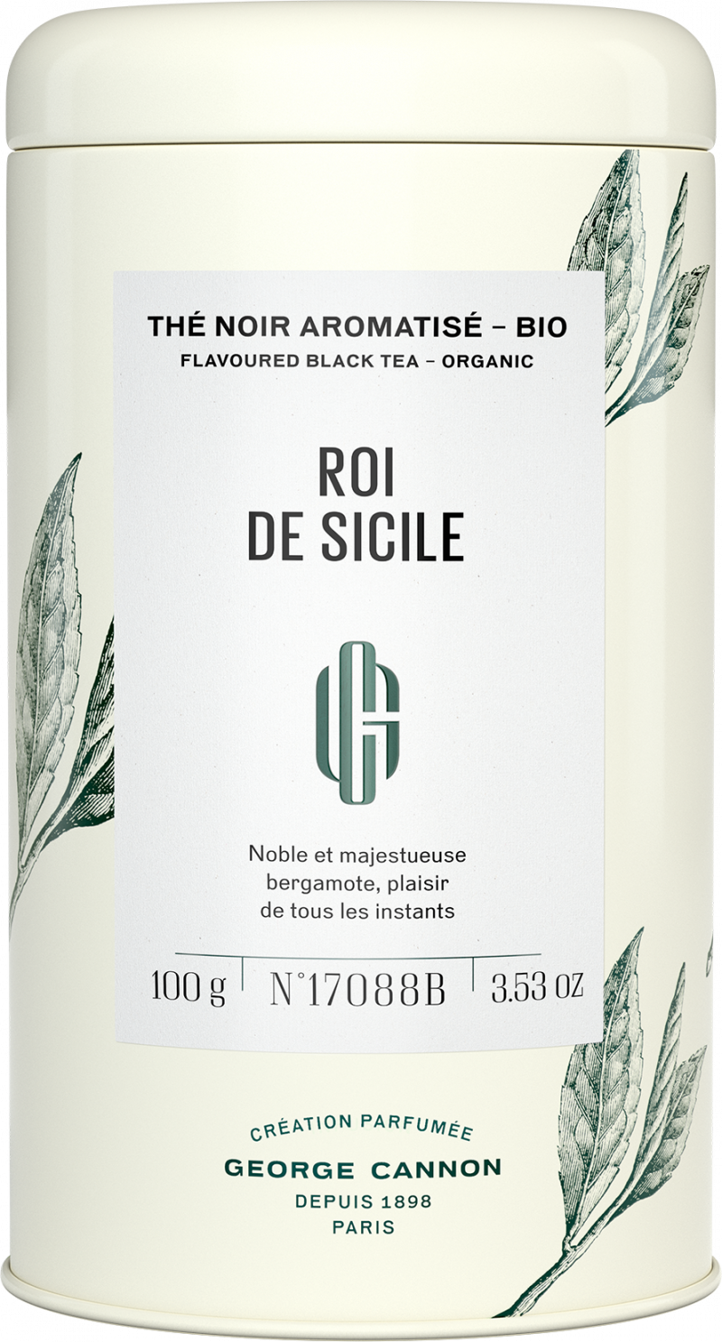 Thé noir aromatisé BIO - ROI DE SICILE, Earl Grey - Boîte 100g