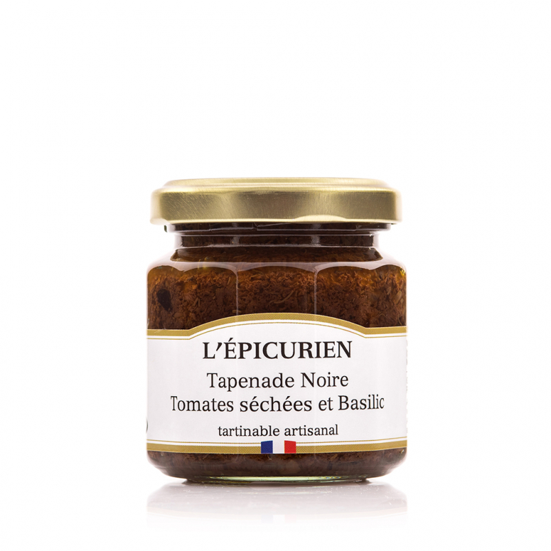 Tapenade Noire Tomates Séchées et Basilic, 100 g