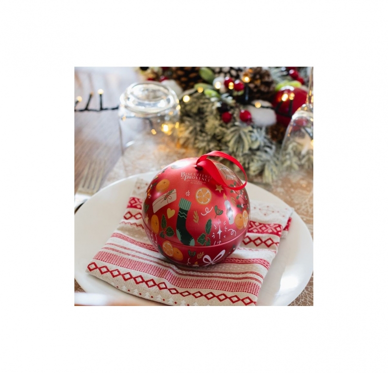 Boules de Noël en métal garnies de sablés à la cannelle BIO