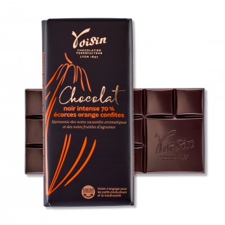 Tablette noir écorces d'orange confites, 100 g